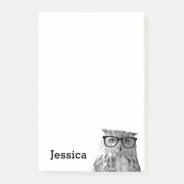 Personalized Post-it® notes with cute owl design (Front)