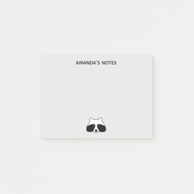 Personalized Post-it® notes with cute raccoon logo (Front)