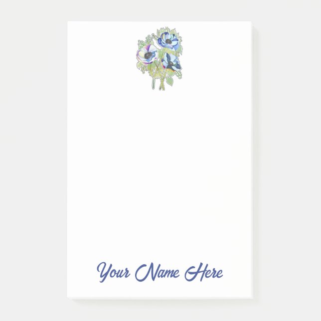 Personalized Post It Notes with Floral Graphic (Front)