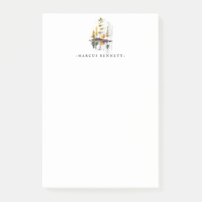 Personalized Post Its | Rustic Autumn Pines Post-it Notes (Front)