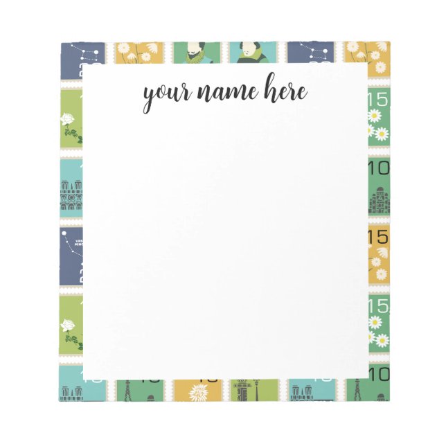 Personalized Postage Stamps Notepad (Front)