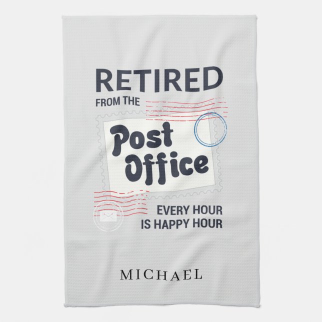 Personalized Postal Worker Retirement Mailman Kitchen Towel (Vertical)