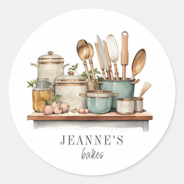 Personalized Pots Pans Cooking Utensils Food Label (Front)