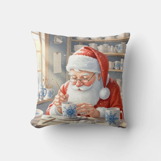  Personalized Pottery Painting Santa Claus  Throw Pillow (Front)