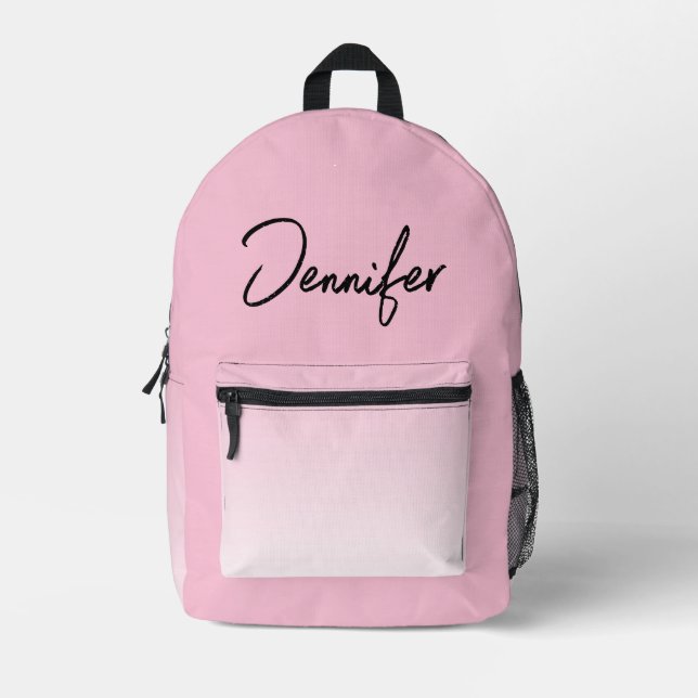Personalized Powder Pink Backpack with Custom Name (Front)