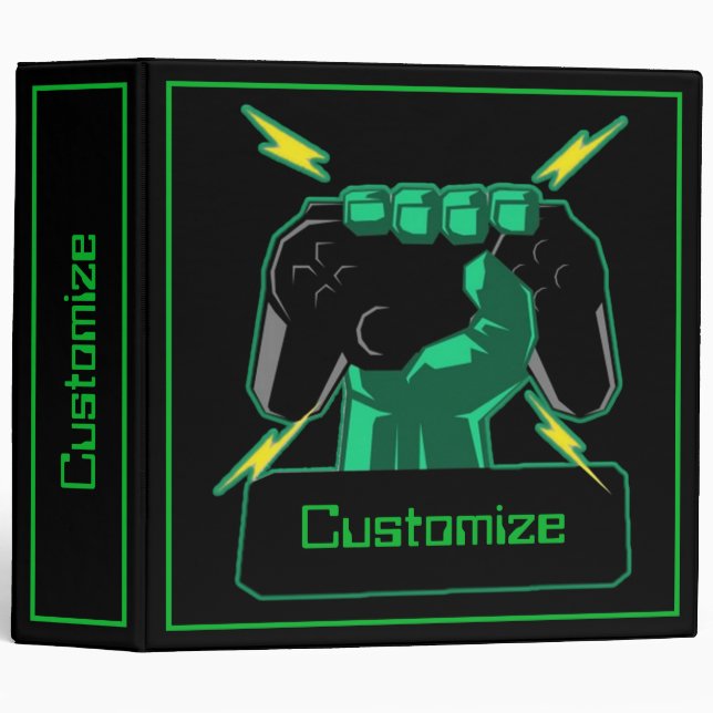 Personalized Power Gamer 3 Ring Binder (Front/Spine)