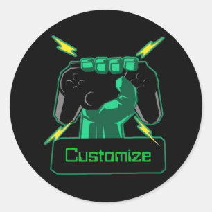 Personalized Power Gamer Classic Round Sticker