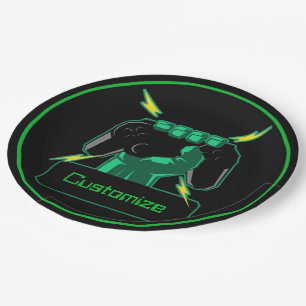 Personalized Power Gamer Paper Plate