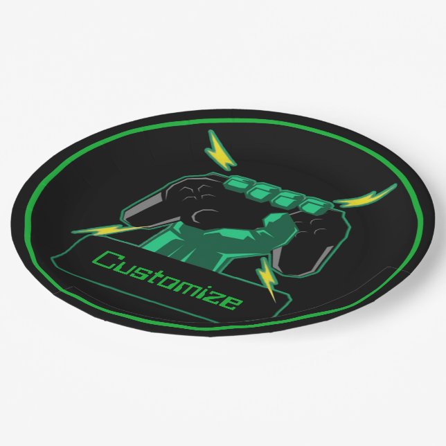 Personalized Power Gamer Paper Plate (Angled)
