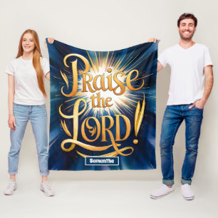 Personalized Praise The Lord Vintage Christian Fleece Blanket