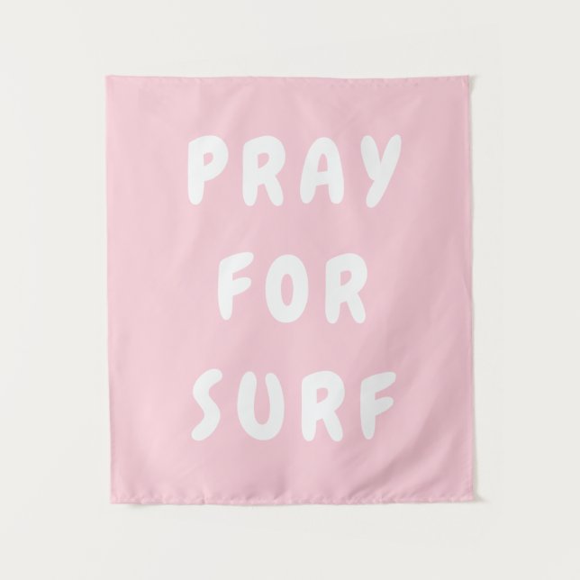 Personalized Pray for Surf Wall Art Banner Surfer Tapestry (Front)