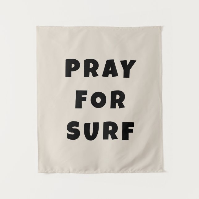 Personalized Pray for Surf Wall Art Banner Surfer Tapestry (Front)