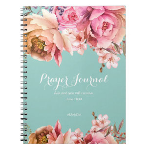 Personalized Prayer Journal Blush Pink Flowers