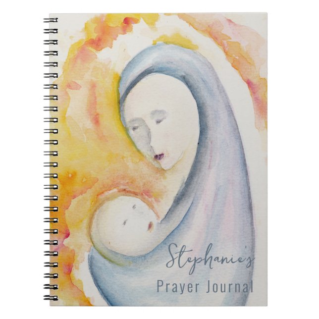 Personalized Prayer Journal Madonna and Child Art (Front)