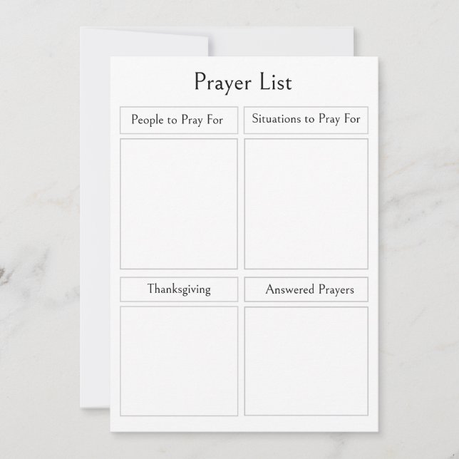 Personalized Prayer List | Editable Simple Minimal Card (Front)