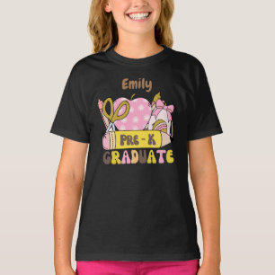 Personalized Pre-K Grad Retro Bow Pencil for Girls T-Shirt