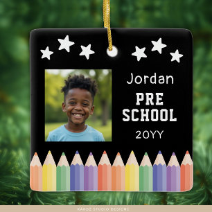 Personalized Pre School Colourful Photo Keepsake Ceramic Ornament