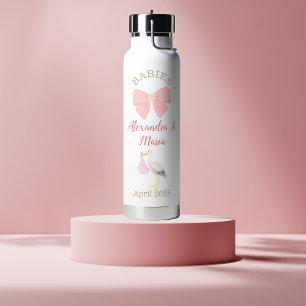 Personalized Pregnancy Announcement Girls Twins Water Bottle