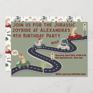 Personalized Prehistoric Colourful Dinosaurs Invitation