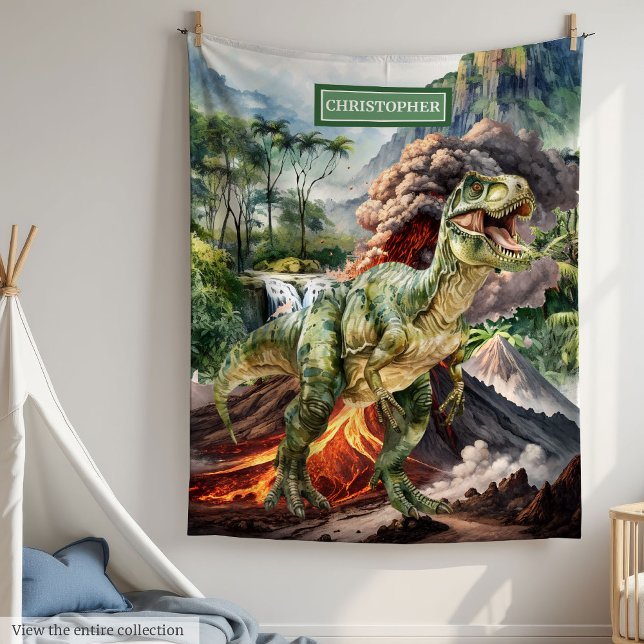 Personalized Prehistoric Dinosaur Blanket Custom  (Personalized Prehistoric Dinosaur Blanket Custom Name)
