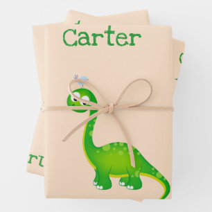 Personalized Prehistoric Dinosaur Custom Wrapping Paper Sheet