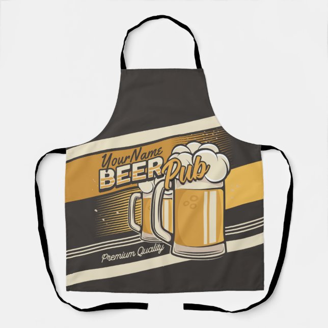 Personalized Premium Cold Beer Mug Pub Bar Apron (Front)