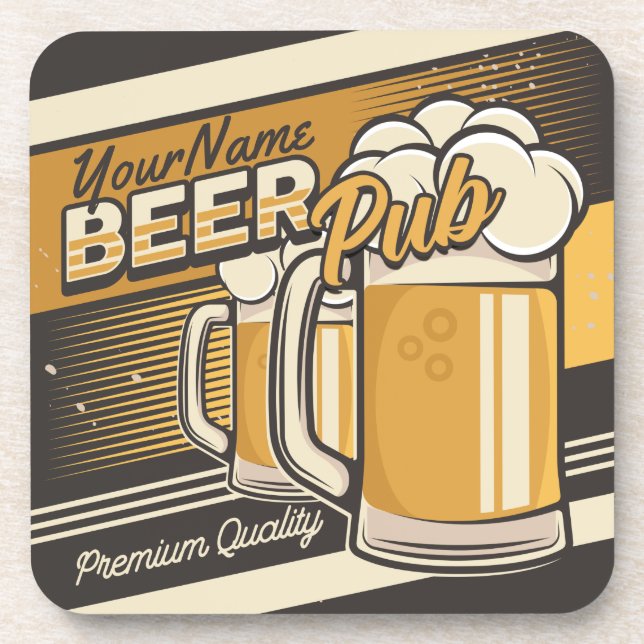 Personalized Premium Cold Beer Mug Pub Bar  Coaster (Front)