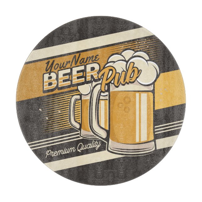 Personalized Premium Cold Beer Mug Pub Bar  Cutting Board (Front)