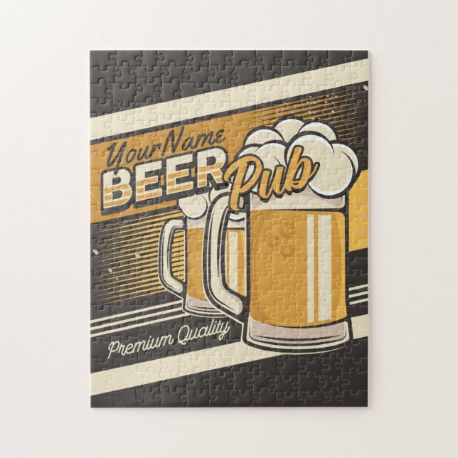 Personalized Premium Cold Beer Mug Pub Bar Jigsaw Puzzle (Vertical)