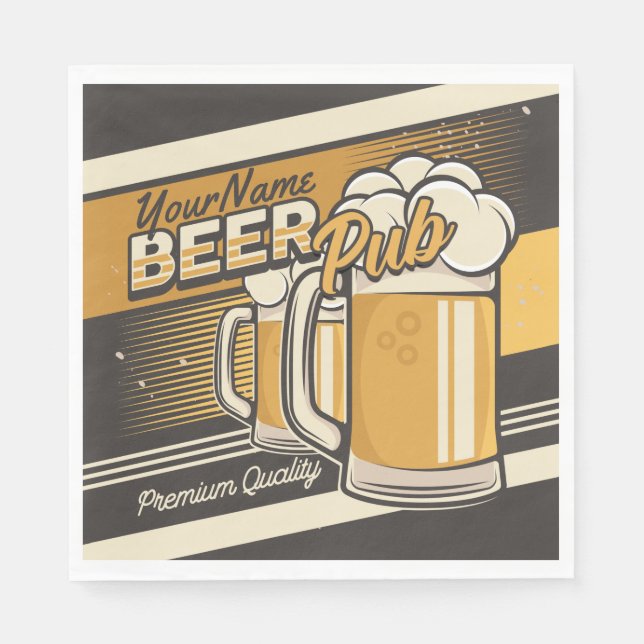 Personalized Premium Cold Beer Mug Pub Bar  Napkin (Front)