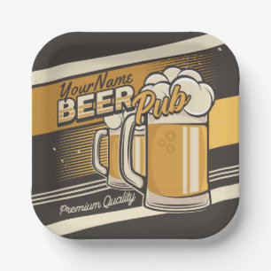 Personalized Premium Cold Beer Mug Pub Bar Paper Plate