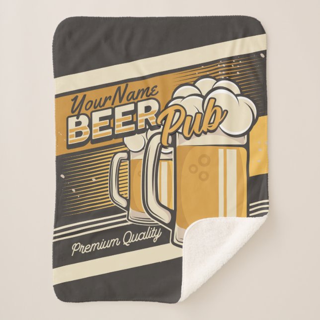 Personalized Premium Cold Beer Mug Pub Bar  Sherpa Blanket (Front)