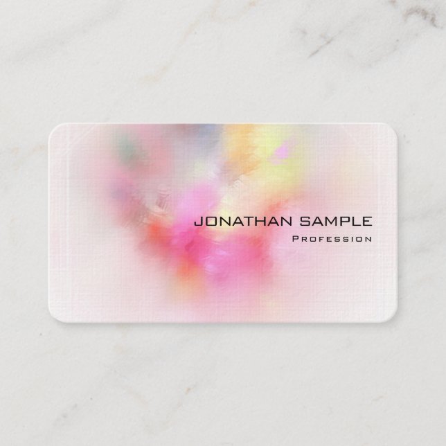 Personalized Premium Linen Colourful Abstract Art Business Card (Front)