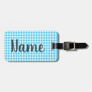Personalized Preppy Blue Gingham Luggage Bag Tag