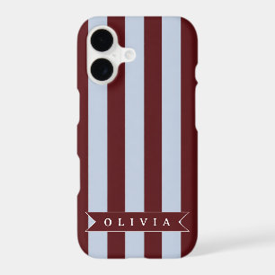 Personalized Preppy Brown Blue Cabana Stripe