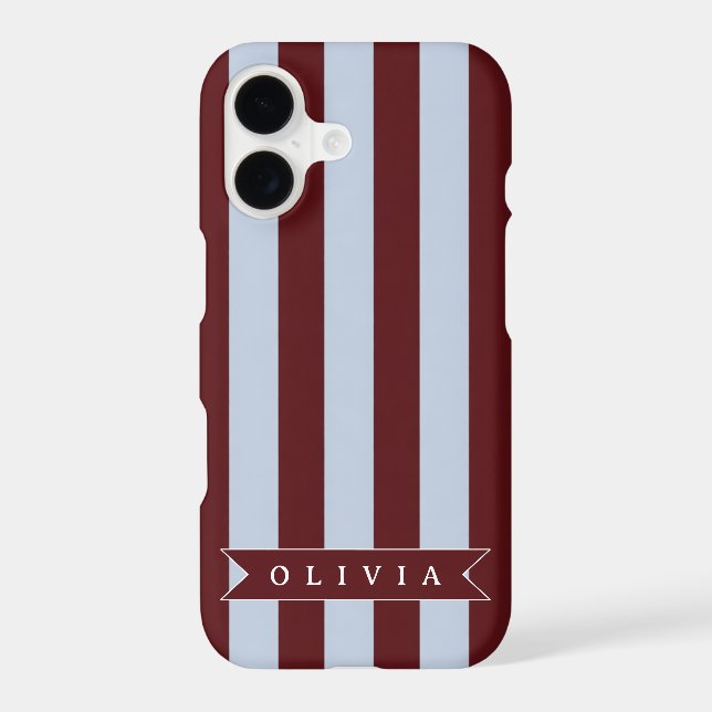 Personalized Preppy Brown Blue Cabana Stripe (Back)