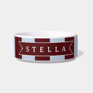Personalized Preppy Brown Blue Cabana Stripe Bowl