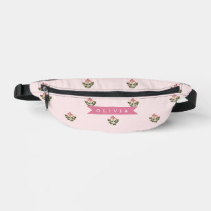 Personalized Preppy Brown Blue Cabana Stripe Fanny Pack