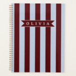 Personalized Preppy Brown Blue Cabana Stripe Planner<br><div class="desc">Certain designs are always in style. Every year, the casual beauty of classic cabana stripes feels new. For those who appreciate straightforward, self-assured design with a hint of preppy elegance, this customized brown and blue cabana stripe collection was made. The pattern's gentle contrast between brown and blue makes it cozy,...</div>