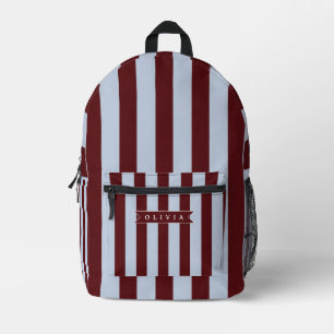 Personalized Preppy Brown Blue Cabana Stripe Printed Backpack