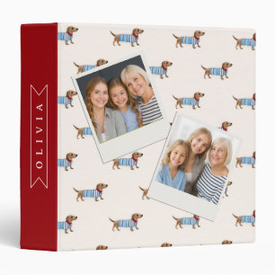 Personalized Preppy Cute Dachshund Dog Pattern Binder