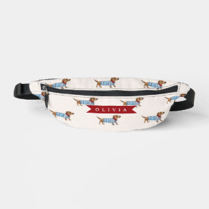 Personalized Preppy Cute Dachshund Dog Pattern Fanny Pack