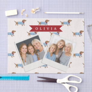 Personalized Preppy Cute Dachshund Dog Pattern Tissue Paper