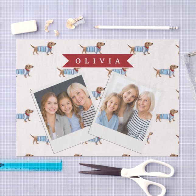 Personalized Preppy Cute Dachshund Dog Pattern Tissue Paper (Craft)