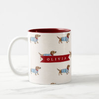 Personalized Preppy Cute Dachshund Dog Pattern