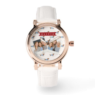 Personalized Preppy Cute Dachshund Dog Pattern Watch