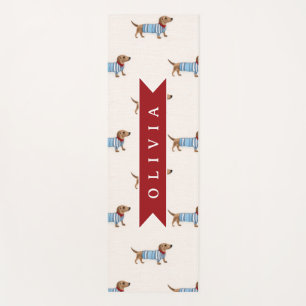 Personalized Preppy Cute Dachshund Dog Pattern Yoga Mat