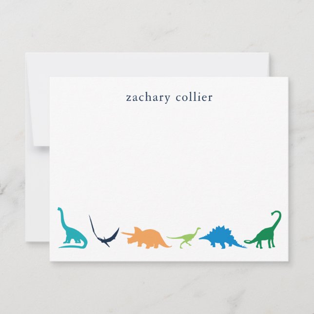 Personalized Preppy Dinosaur Thank You Stationery (Front)
