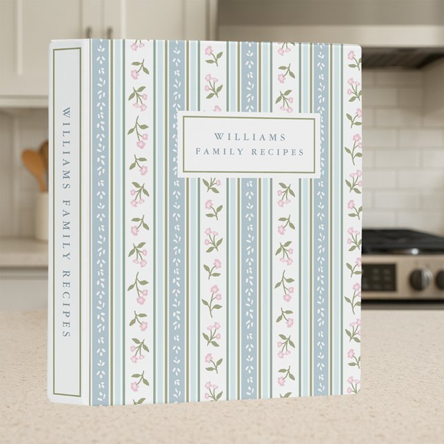Personalized Preppy Floral Stripe Recipe Binder (Creator Uploaded)