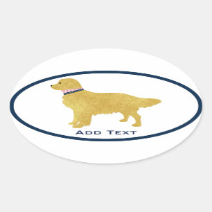 Personalized Preppy Golden Retriever Oval Sticker
